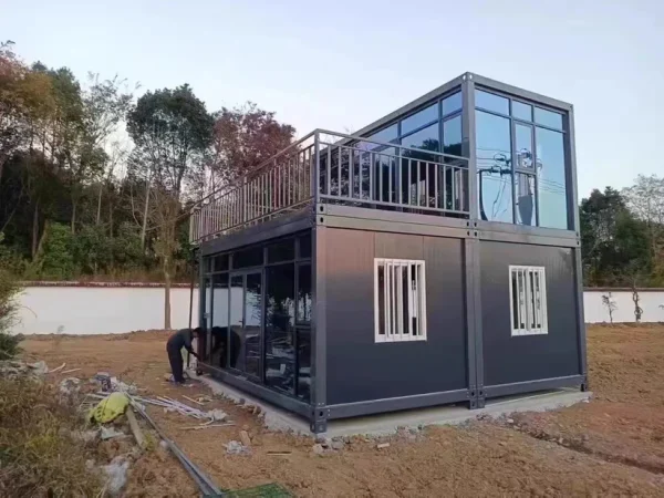 Two Floor Container House Kit with Glass Walls – Modern Double-Storey Modular Home
